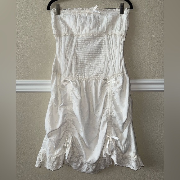 NEW $495 Fillyboo Heather Drop Waist Corset Mini Dress Broderie Anglaise XS - Picture 2 of 15